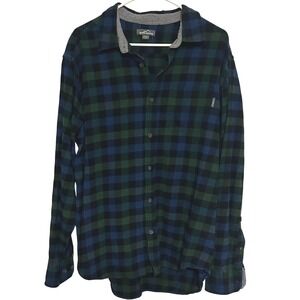 Eddie Bauer Long Sleeve Blue/Green Checkered Button Down Flannel Size XL